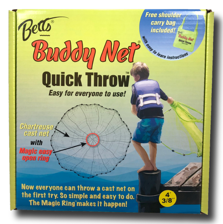 Betts Buddy Quick Throw Net, 4' x 3/8'' Mesh