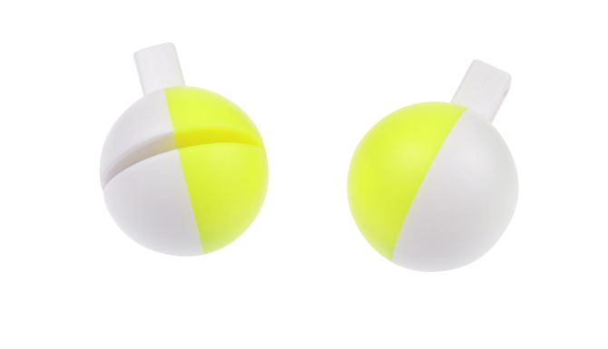 E-Z On Bobber 1” Yellow/White 2pk.