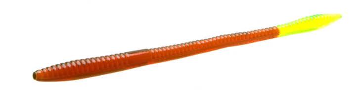 Zoom Trick Worm 6.5'', Motoroil/Chartreuse 20pk