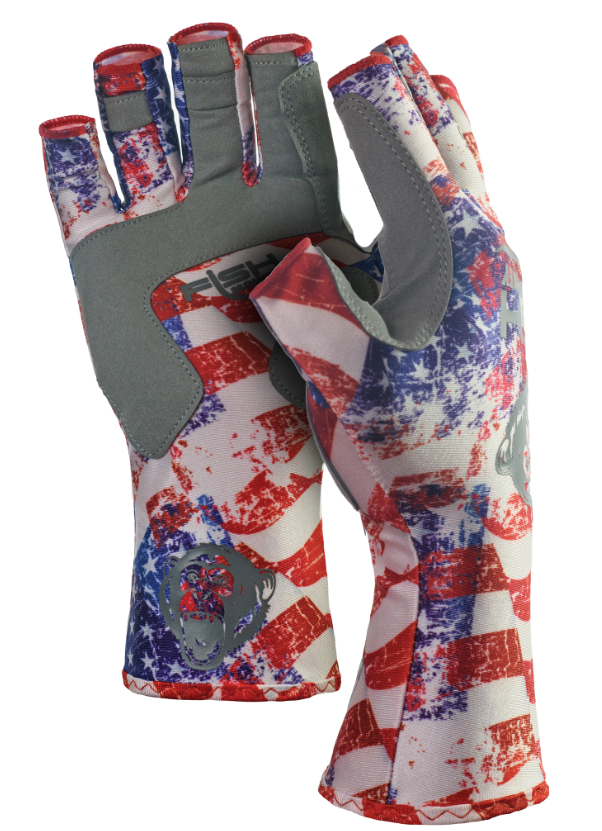Fish Monkey Guide Glove, Half Finger Americana M