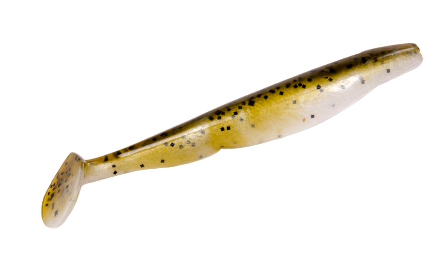Strike King KVD Swim'n Caffeine Shad 5" Green Pumpkin Pearl Belly