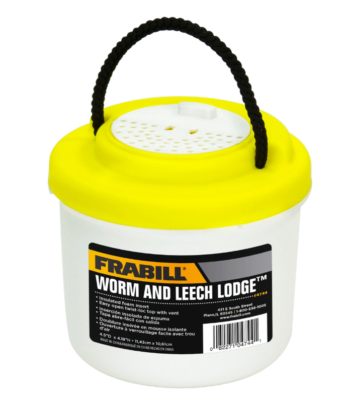 Frabill Worm and Leech Lodge, Large White/Yellow