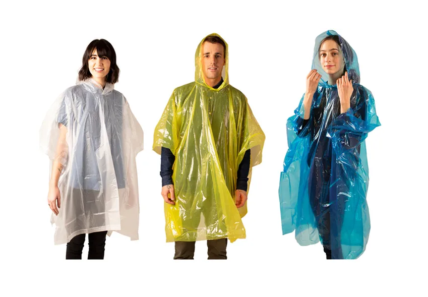 Emergency Hooded Rain Poncho Assorted Colors